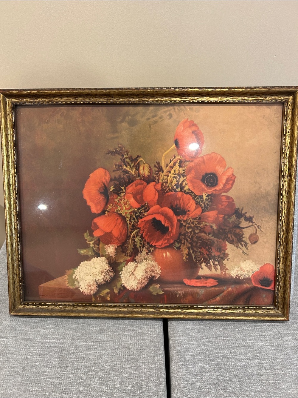 Framed Floral Poppy and Hydrangeas Wall Art